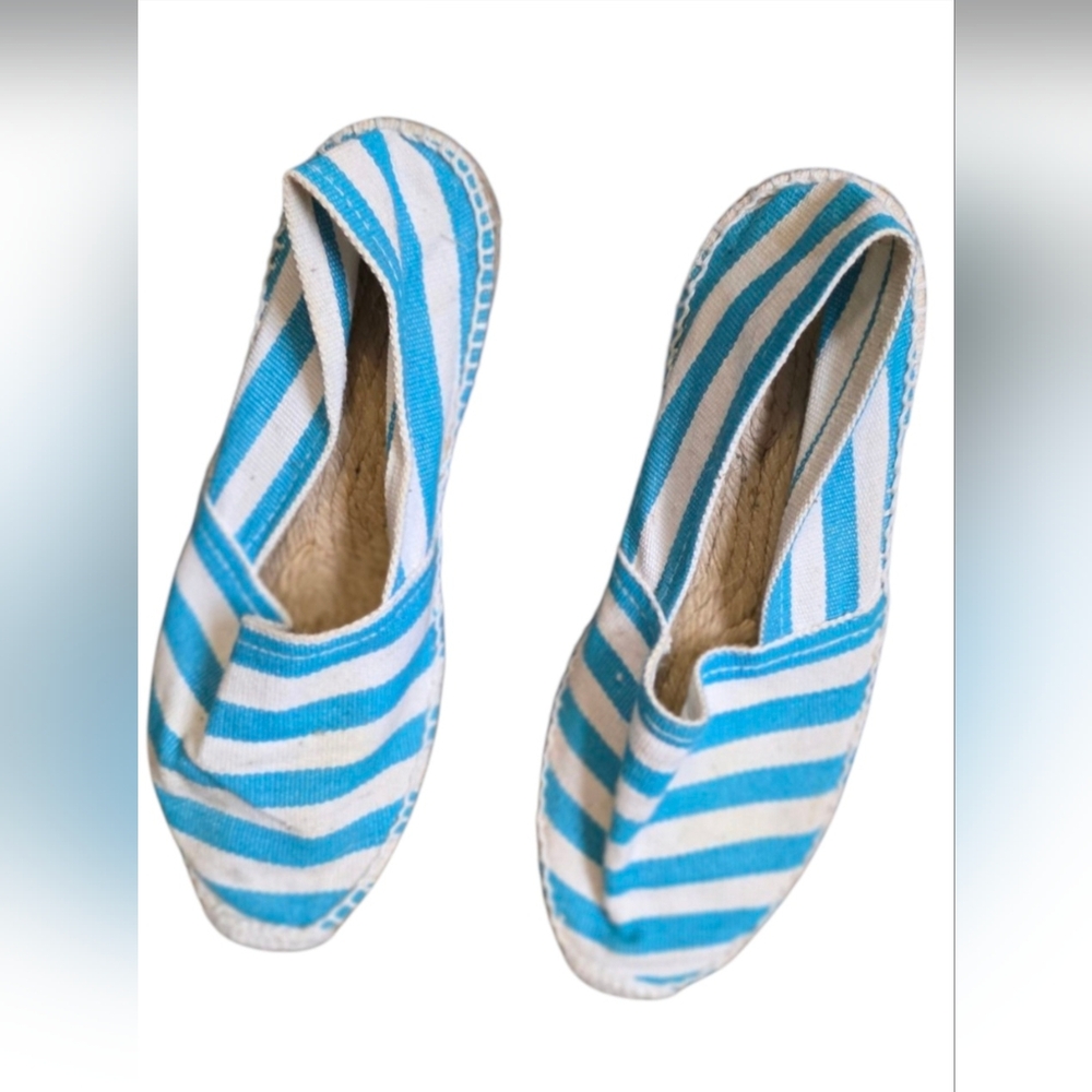 Blue and White Striped Slip-On Shoes Sz 6